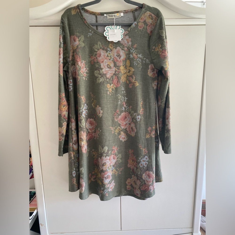 Available Precious to Me Floral Long Sleeve Dress